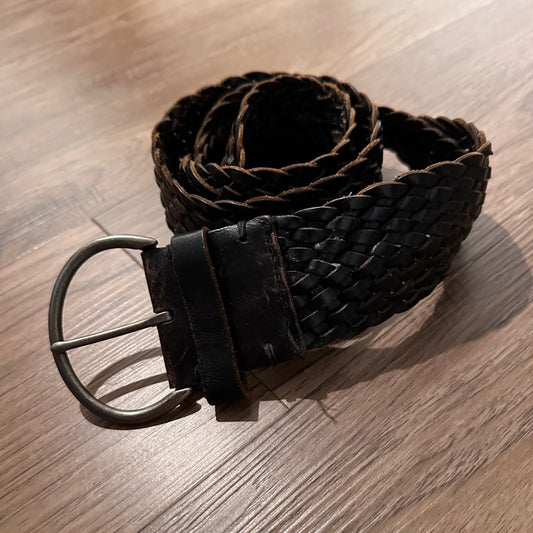Gap Y2K era dark leather chunky braided belt size small