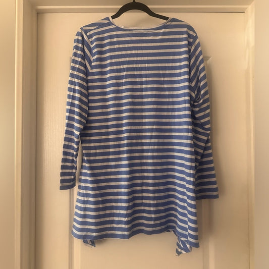 🍷Jones New York blue and white striped long sleeve tee shirt size 1X