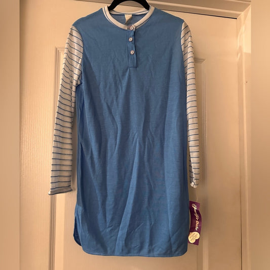NWT Jennifer Dale vintage 70s blue and white knit gown size 9