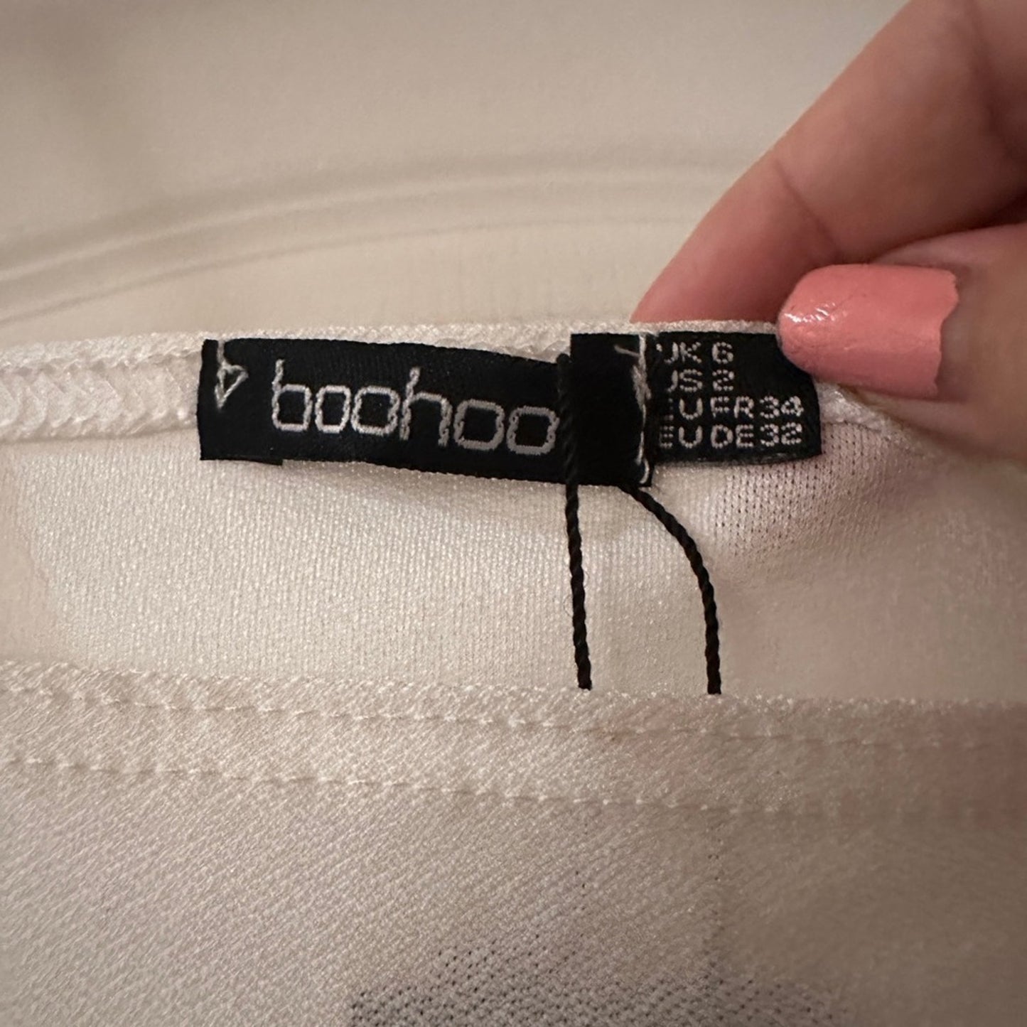 NWT boohoo white ivory square neck micro mini bodycon dress size 2