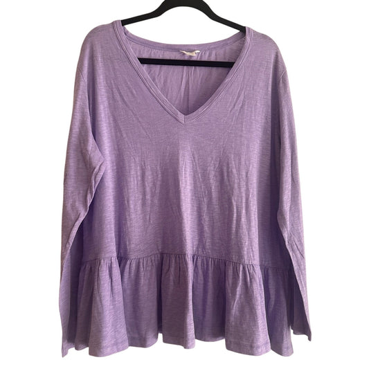 🍷Caslon Long sleeve v neck purple tee shirt size xl