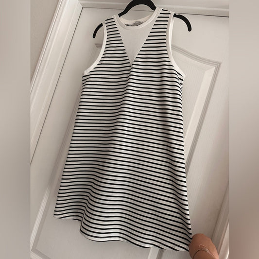 Zara black white stripped mini dress size medium
