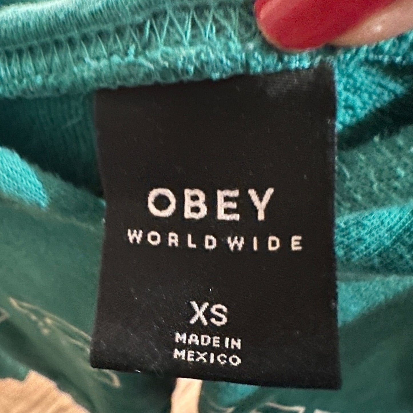 Obey green fleece hoodie sweatshirt size XS