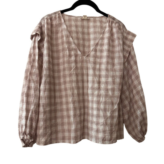 A New Approach Plaid V-Neck Women's Top M