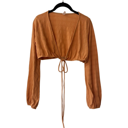 7 day wknd orange long sleeve crop top size large