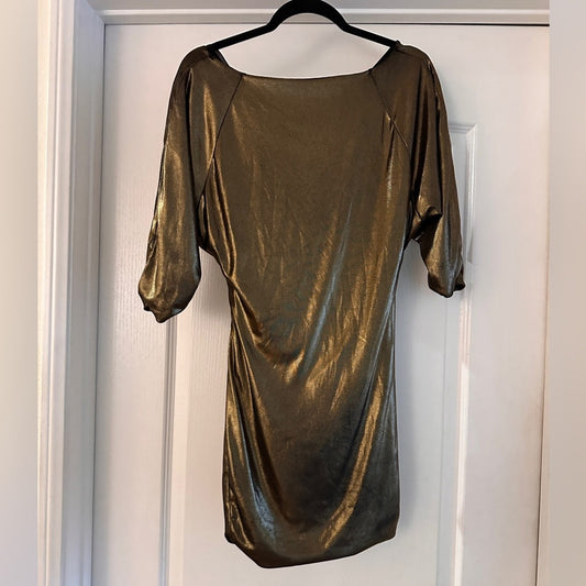Rachel Rachel Roy gold 3/4 length sleeve cocktail dress size small