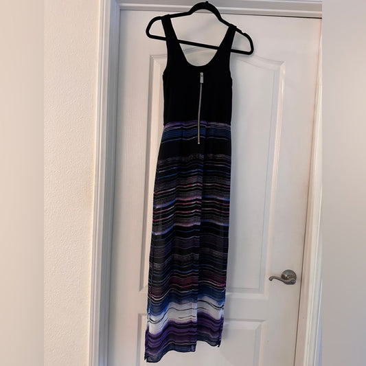 NWT Vince Camuto black and purple tones maxi tank dress size XS petite