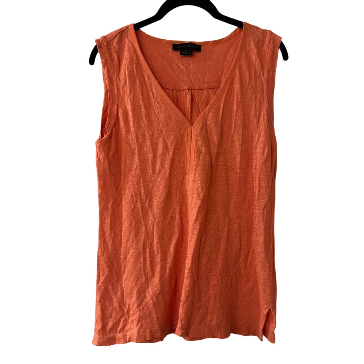 Sanctuary 100% linen orange sleeveless top size small