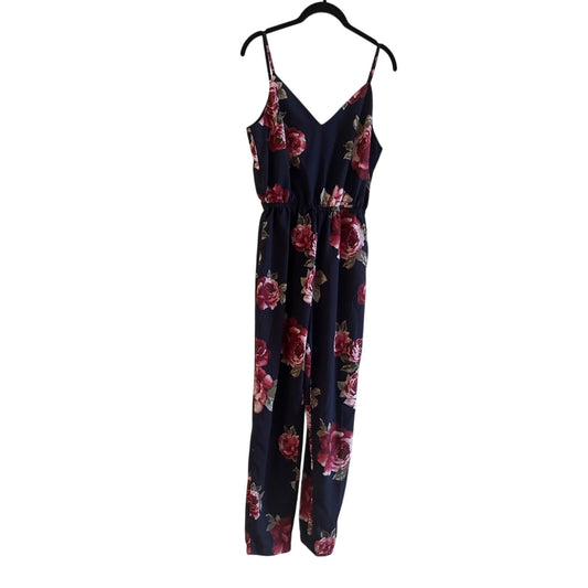 Forever 21 navy and floral tank jumpsuit size medium