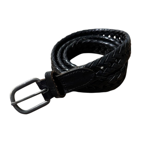 Black leather braided belt size large