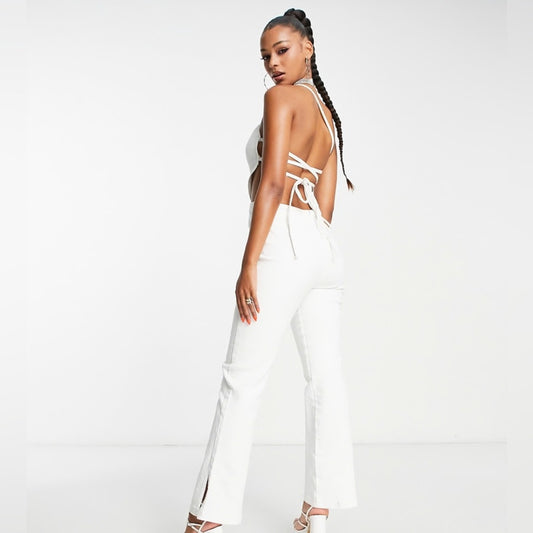 Fashion Killa White 90’s flared Jumpsuit size 12