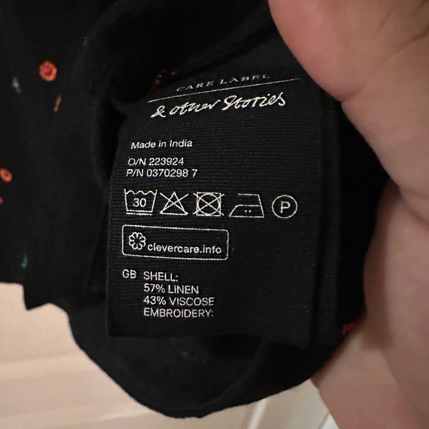 & other stories black linen blend embroidered dress size 4