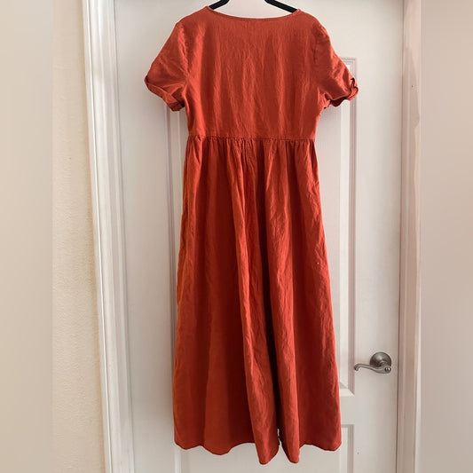 Emery rose dark orange midi short sleeve dress size small