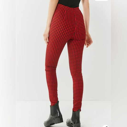 🍷I AM GIA black and red gingham skinny zipper pants size XS