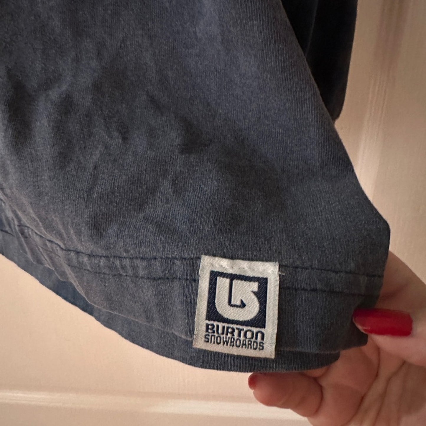 Burton snowboards navy bleach distressed tie dye long sleeve tee size medium