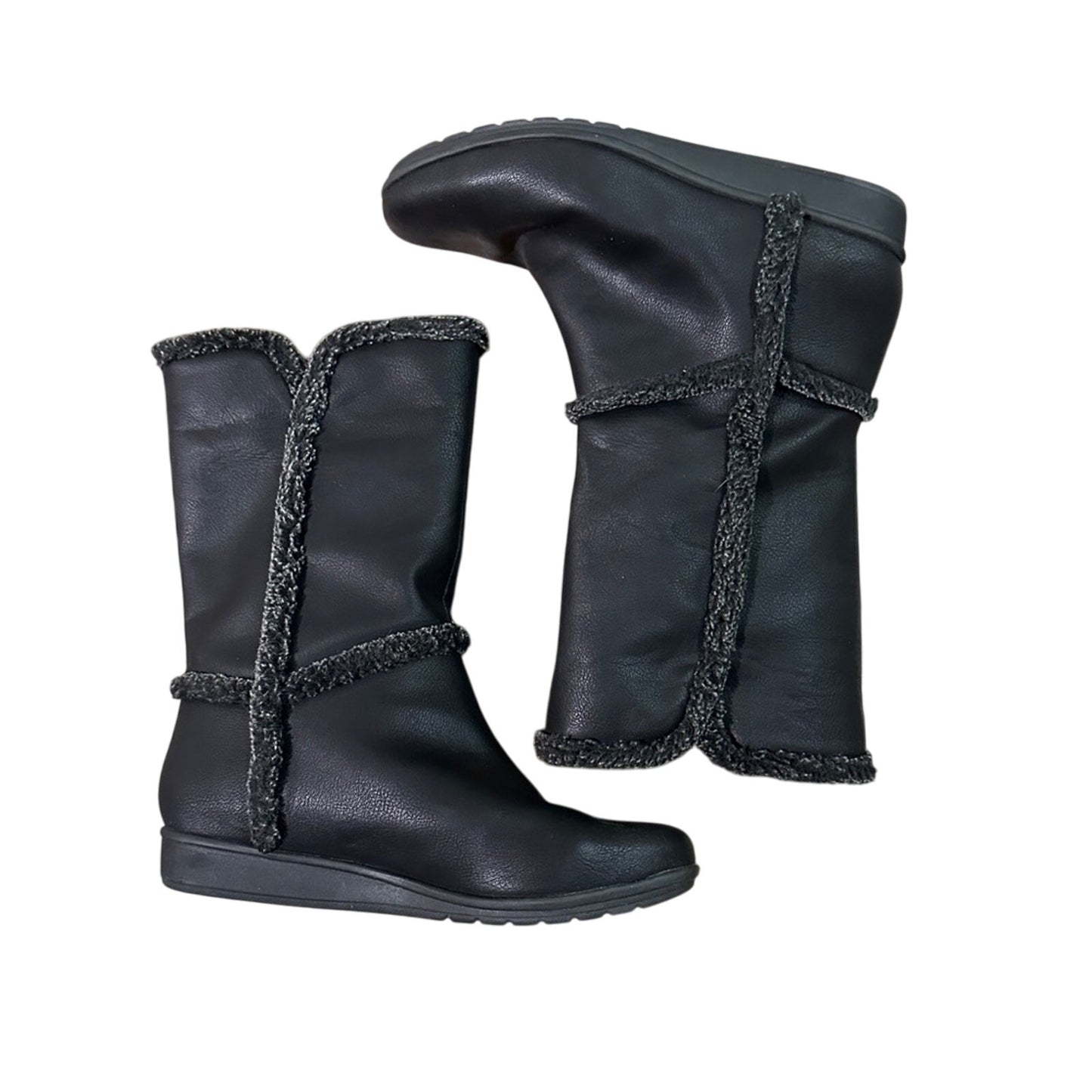 🍷360 easysport black mid calf booties size 8.5