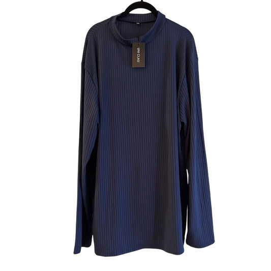 NWT Uni Clau navy blue ribbed mock neck tunic top size 3XL