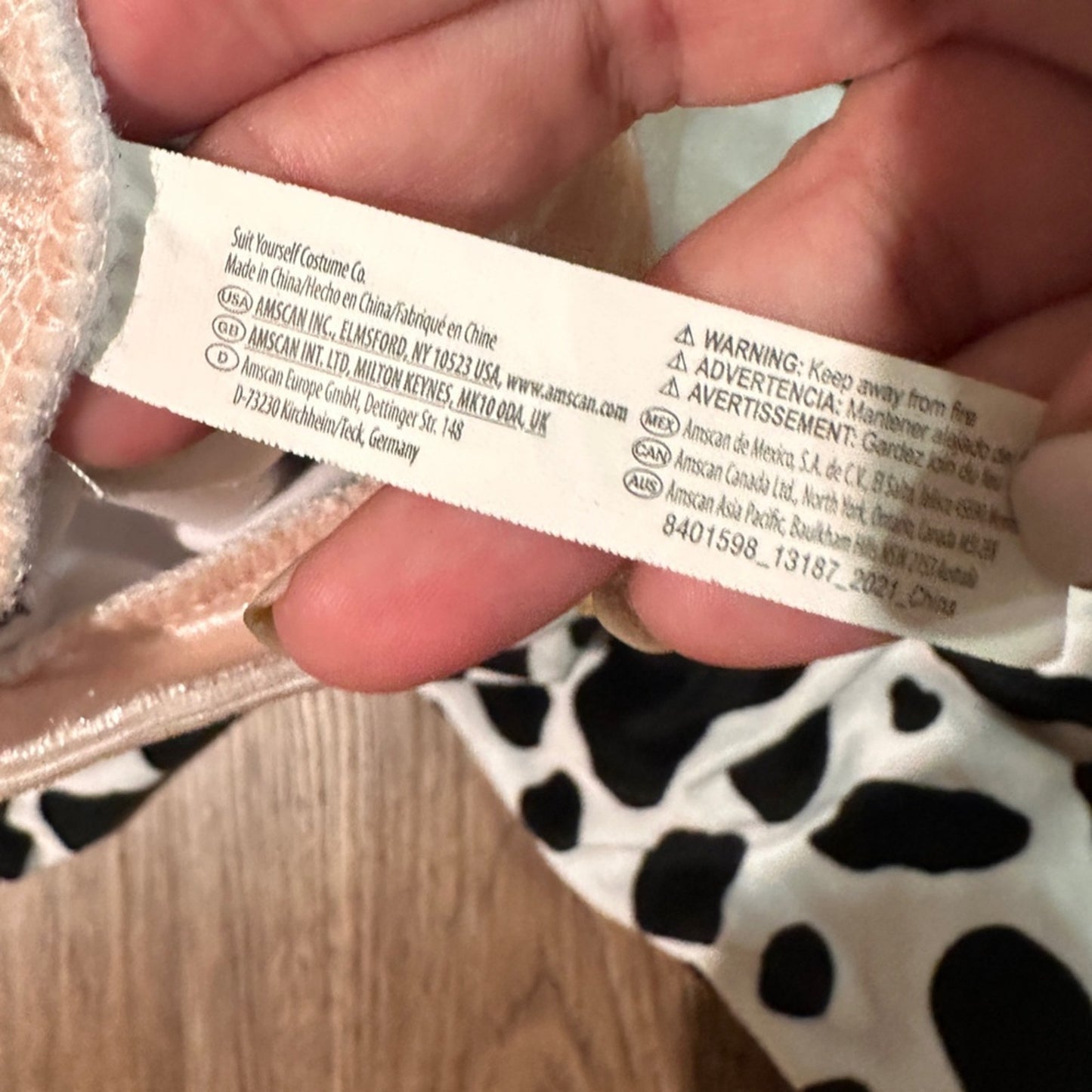 2 piece cow costume size 12-24 months