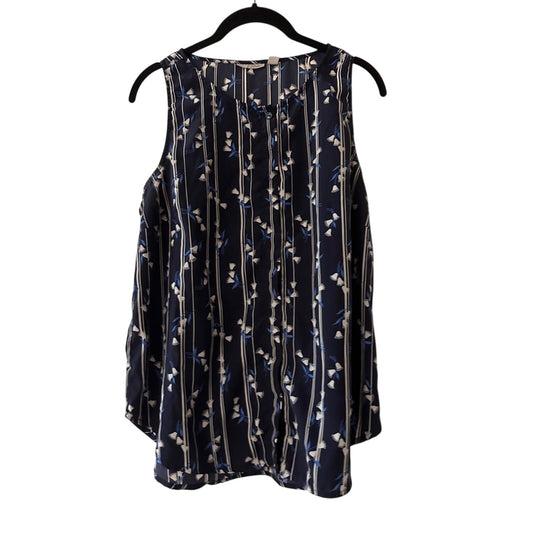 🍷Halogen navy and white button up tank house size medium