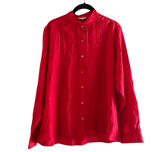 Vintage Royal silk woven red button up shirt size 16