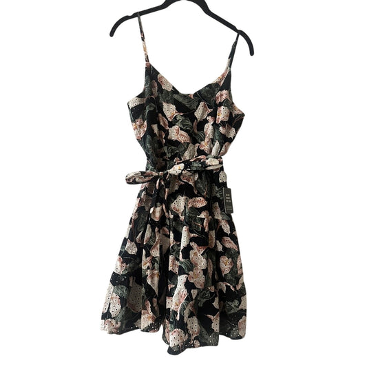 NWT Express black floral print cotton eyelet dress size small