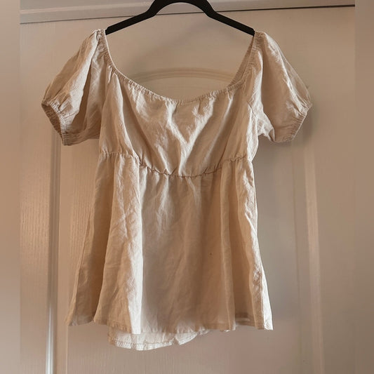 NWT Prettylittlething sand cotton smock top size 4 maternity
