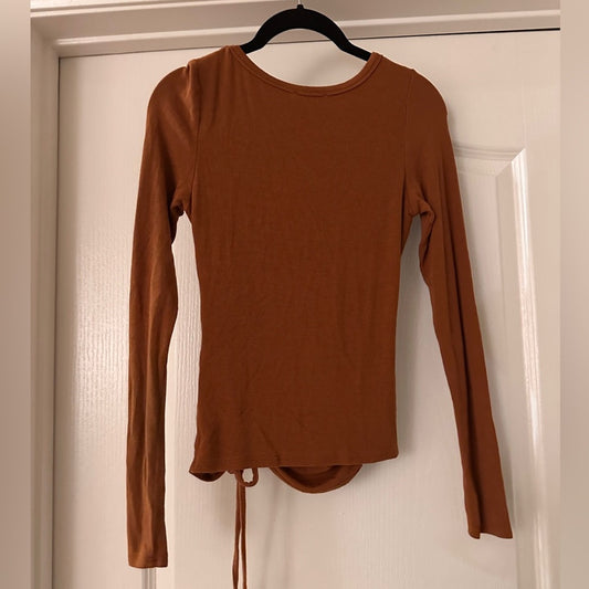 Acoa brown ribbed know long sleeve shirt size small