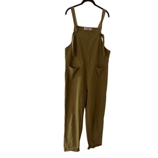 Aedvoouer cotton linen blend green jumpsuit size medium