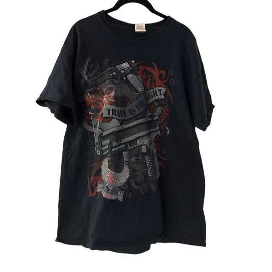 Aegis tactical black and red graphic tee size large