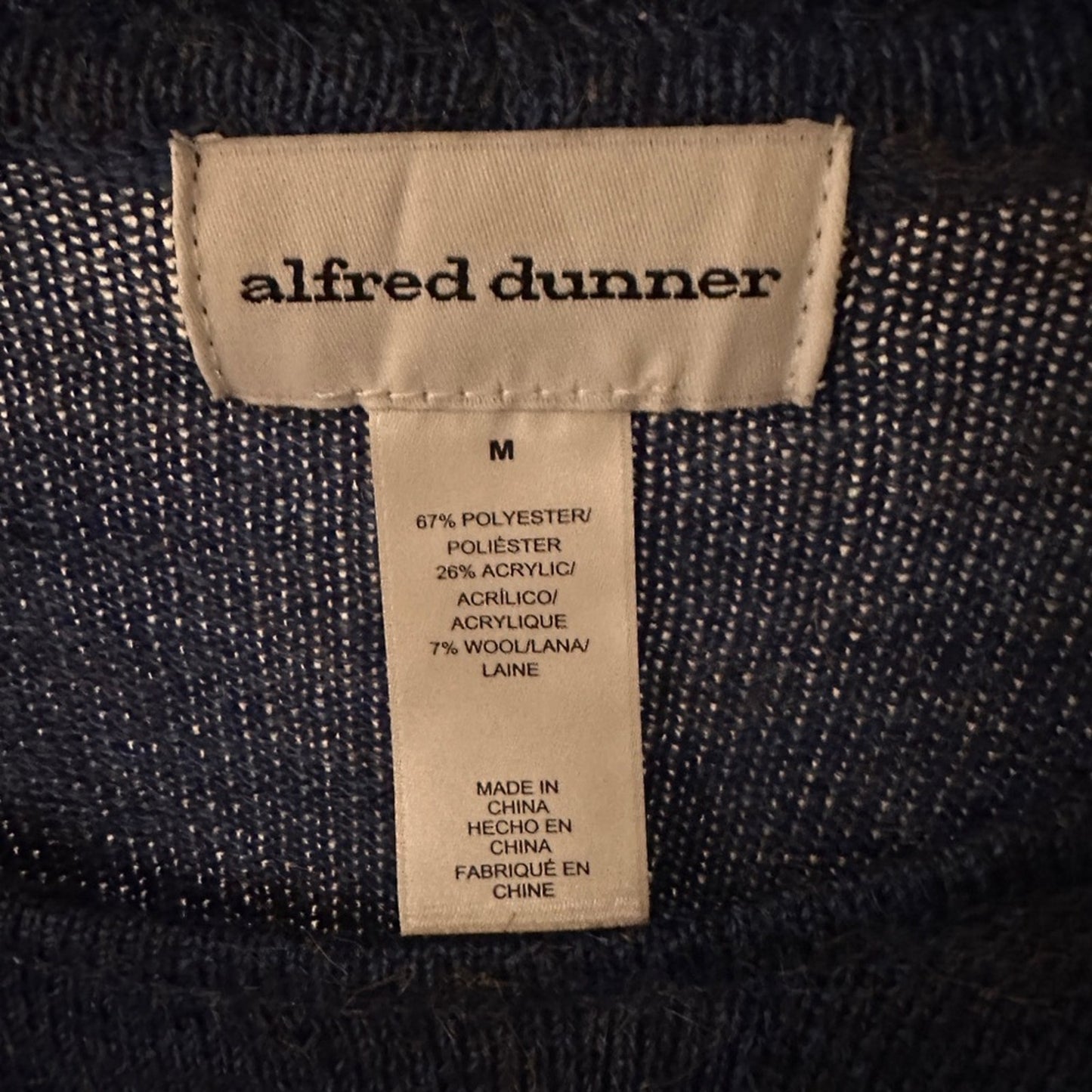 Alfred Dunner blue knit wool blend stylish sweater size medium