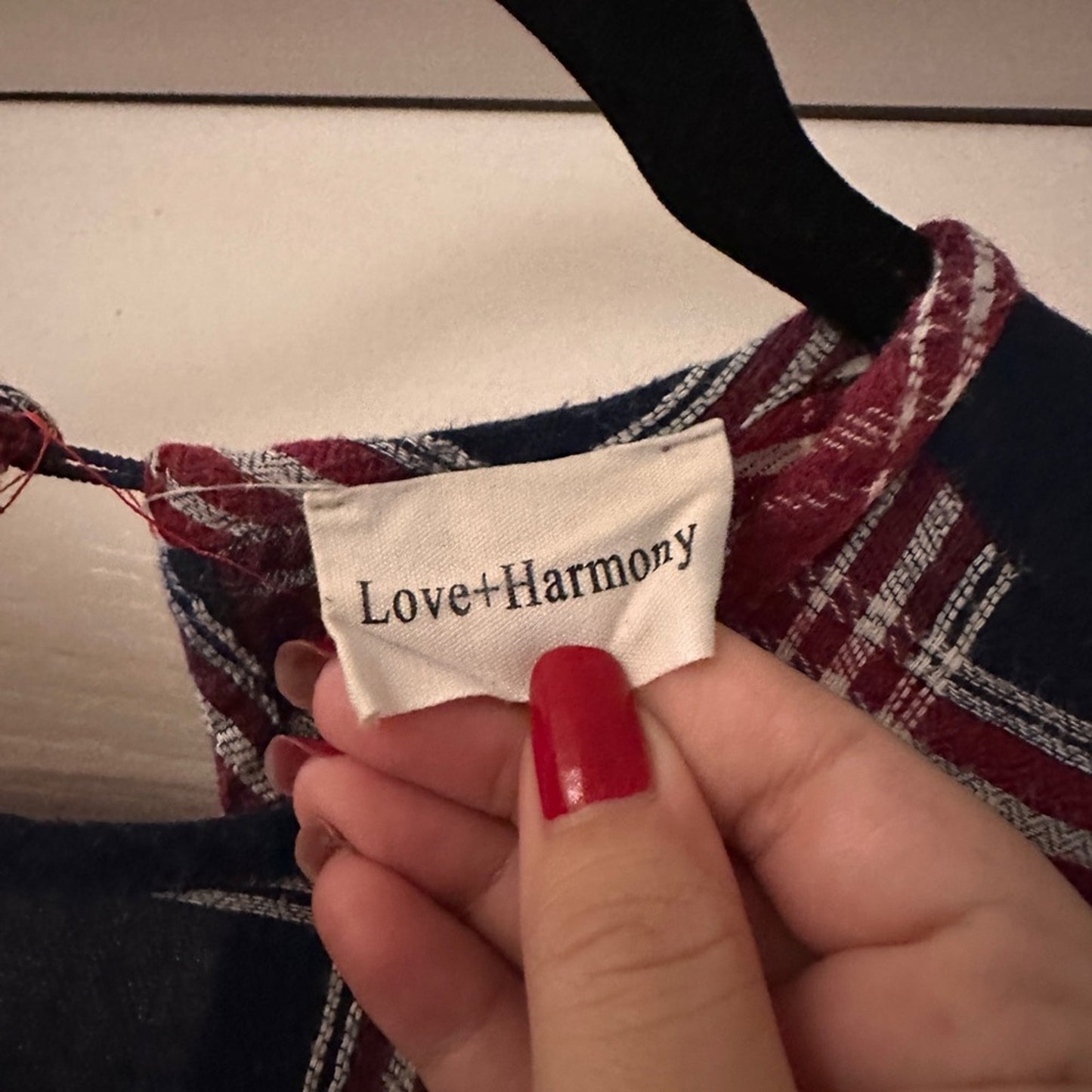 Love + Harmony red navy and white plum flannel blouse size large