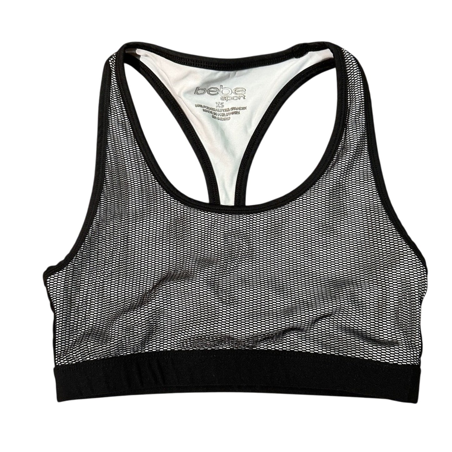 Bebe black and white sports bra size xs