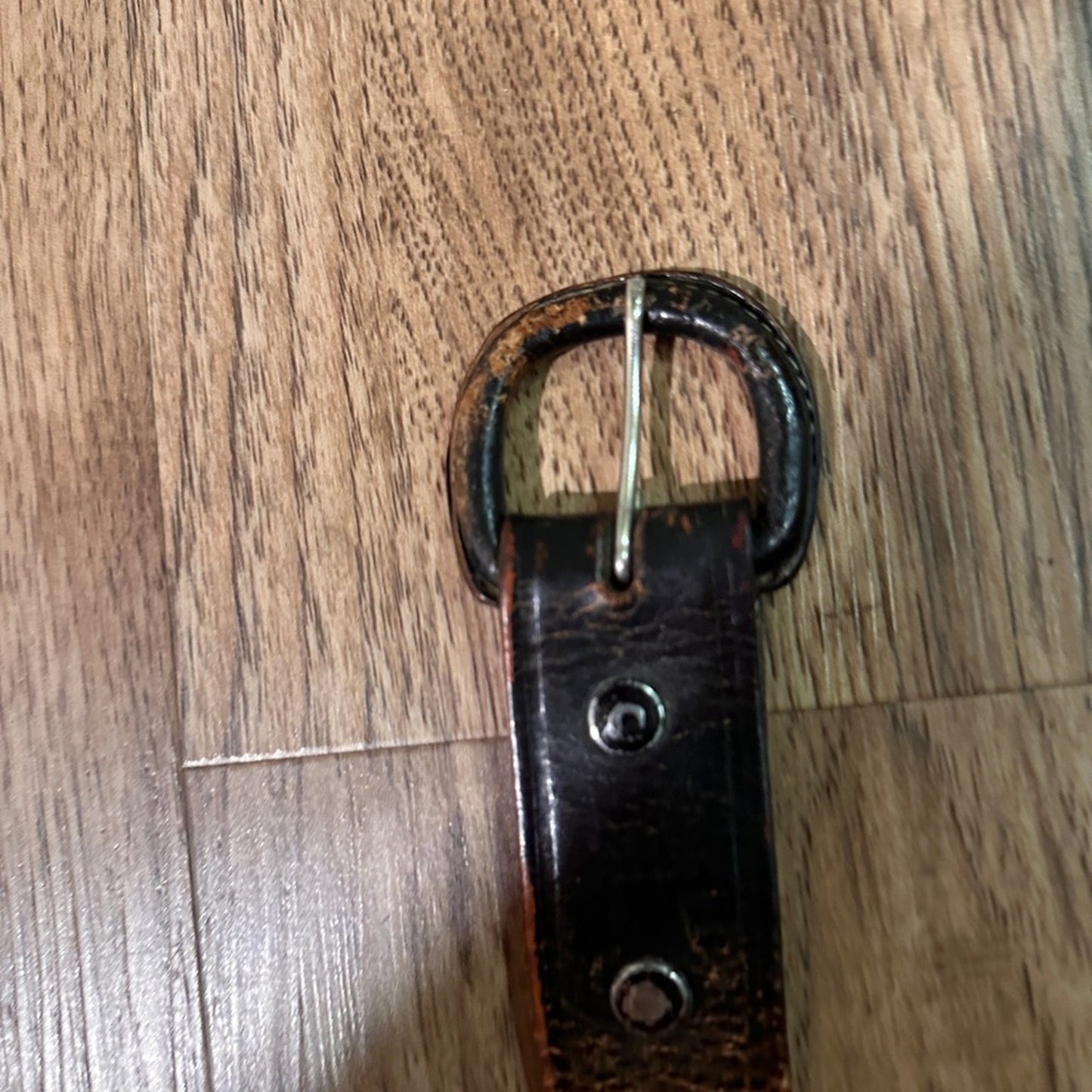 Distressed brown leather belt