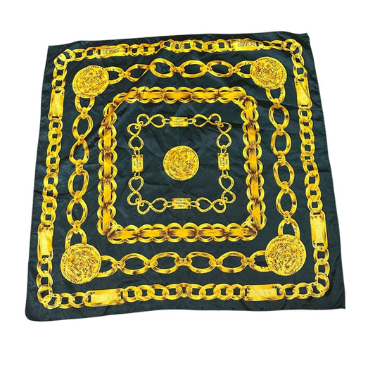 Dennis green and gold poly chiffon scarf