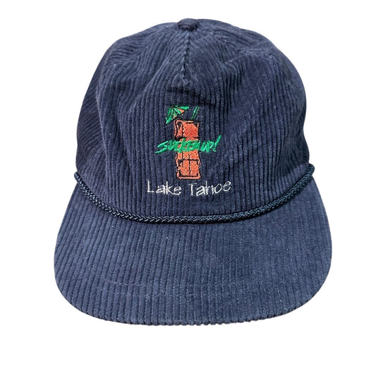 Lake Tahoe suckem up blue corduroy cap