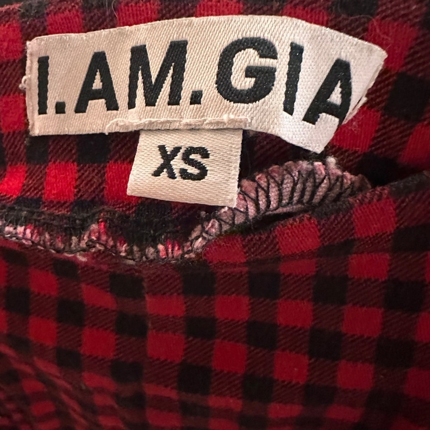 🍷I AM GIA black and red gingham skinny zipper pants size XS