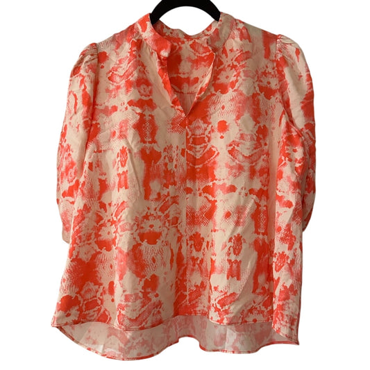 Vibrant orange and white printed blouse size 36 /small