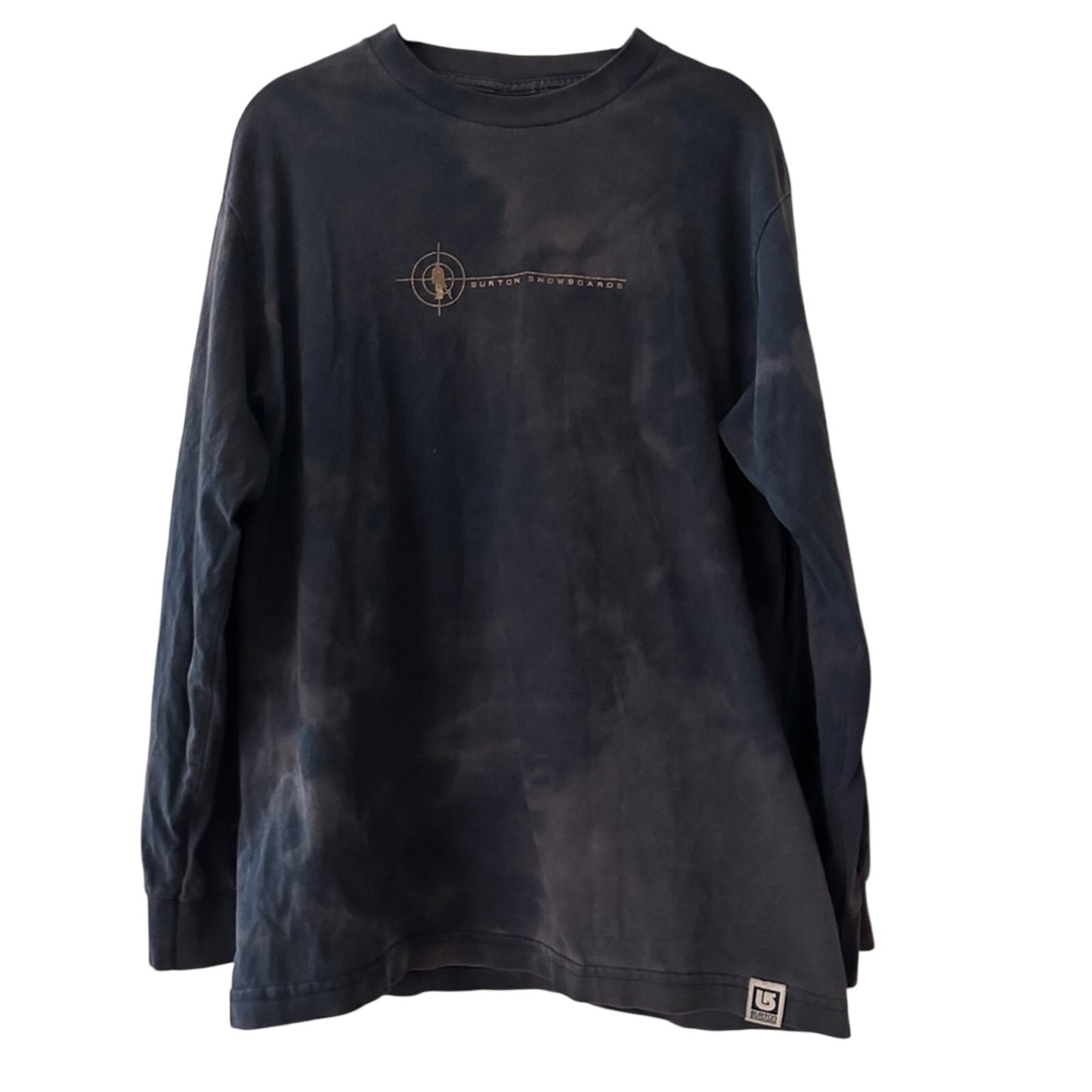 Burton snowboards navy bleach distressed tie dye long sleeve tee size medium