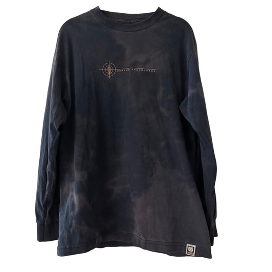 Burton snowboards navy bleach distressed tie dye long sleeve tee size medium