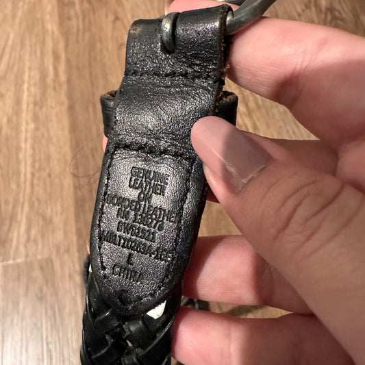 Black leather braided belt size large