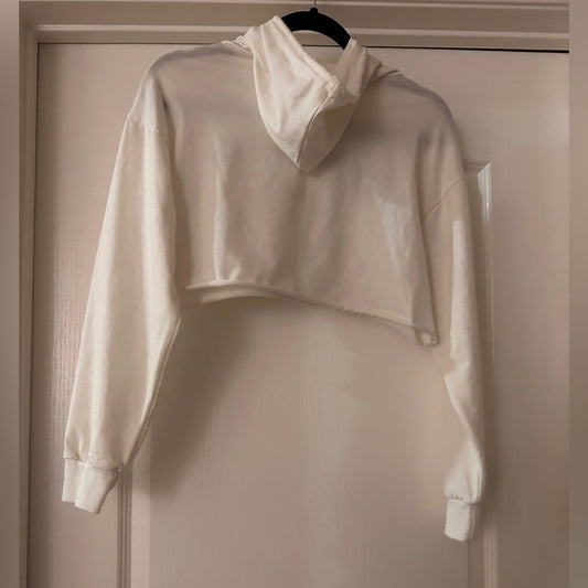 New York white cropped hoodie size small
