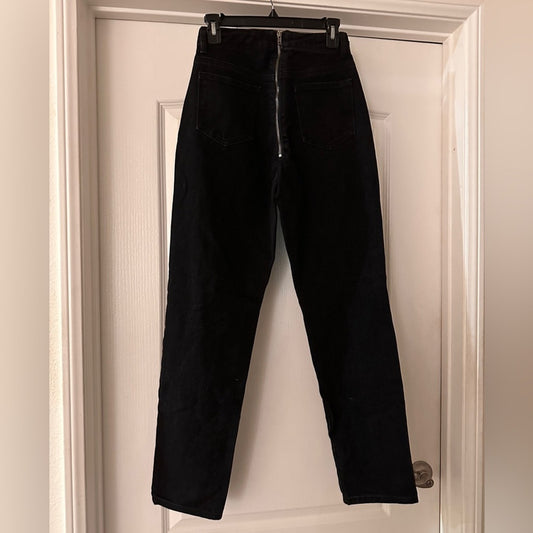 Prettylittlething black double zipper jeans size 4
