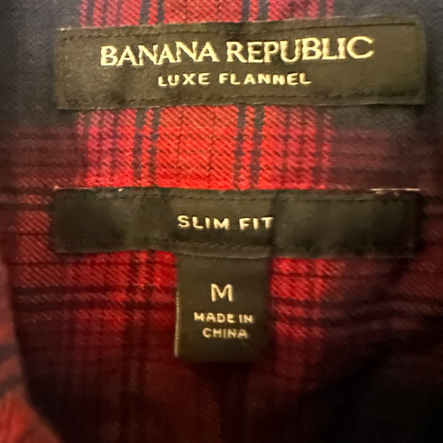 Banana Republic navy and red cotton luxe flannel button up shirt size medium