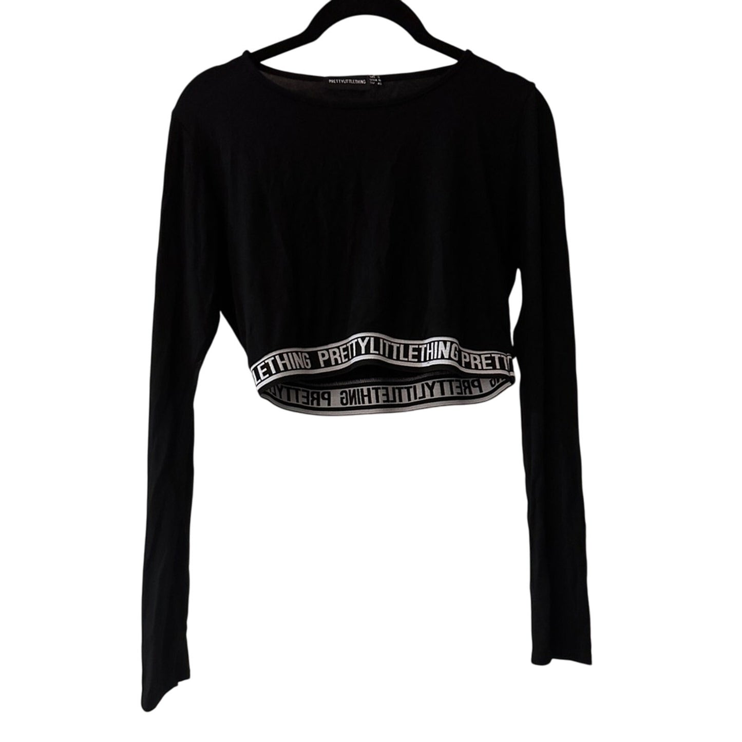 Prettylittlething black long sleeve top size 10