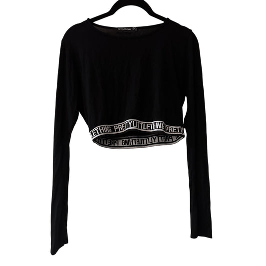 Prettylittlething black long sleeve top size 10