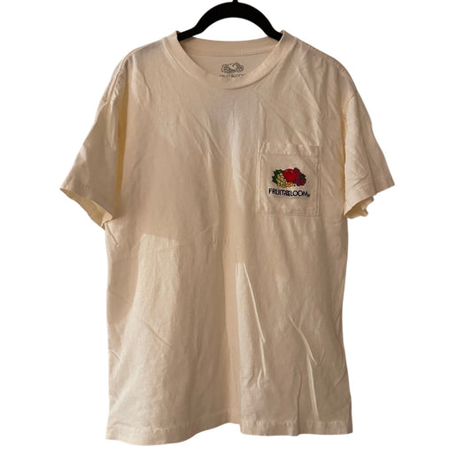 Fruit of the loom cream graphic pocket tee size small