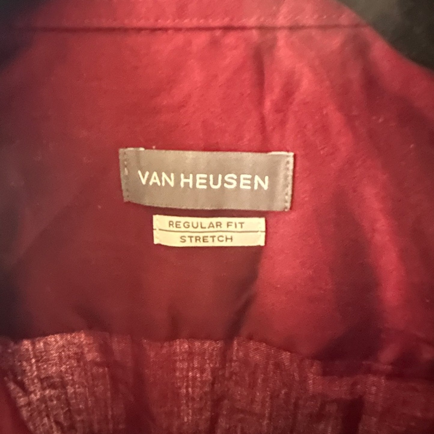Van Heusen dark wine red button down dress shirt size large