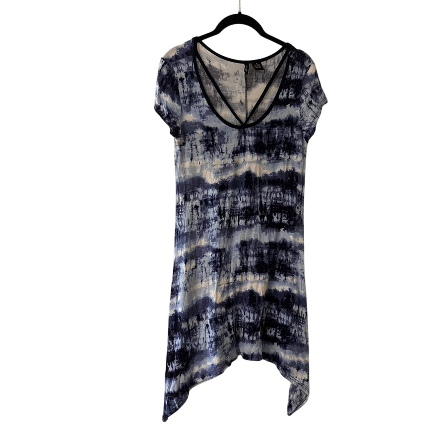 Ultra flirt Y2K blue and white print mini see shirt dress size medium