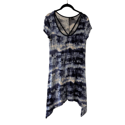 Ultra flirt Y2K blue and white print mini see shirt dress size medium