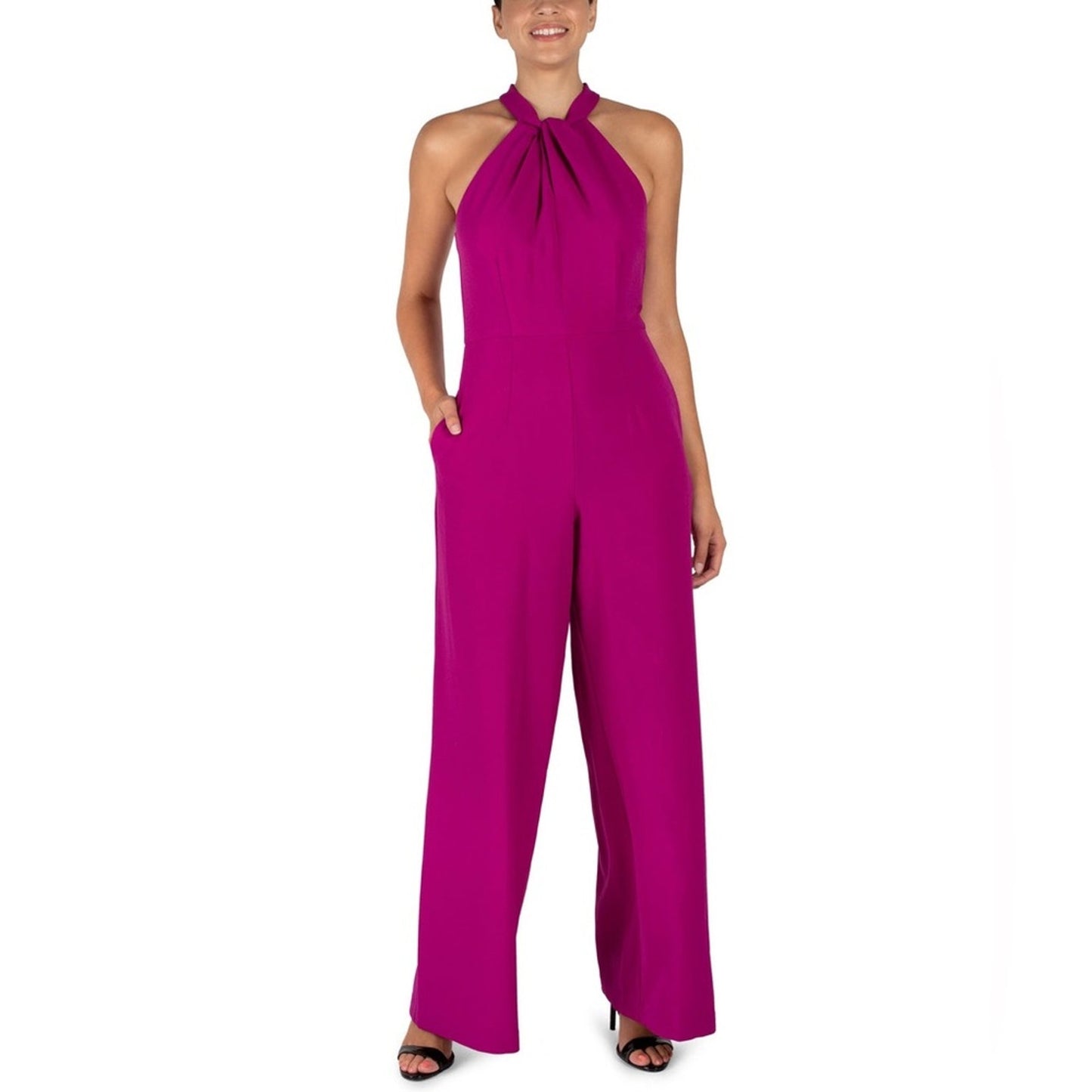 🍷Julia Jordan bright purple twist halter jumpsuit size 8